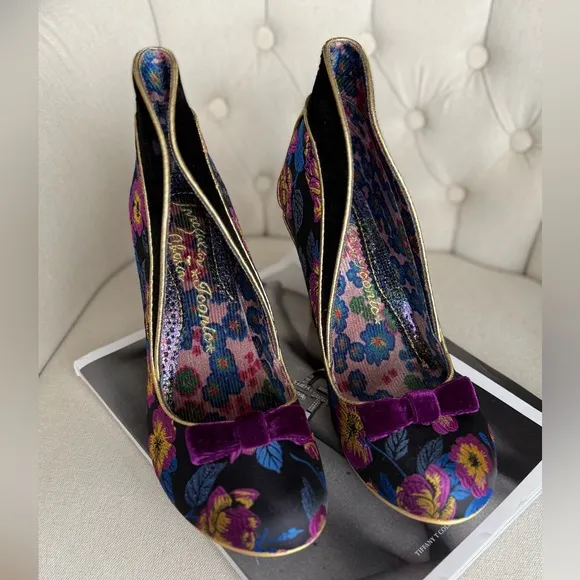Floral Velvet Women's Shoes unique Victorian heels