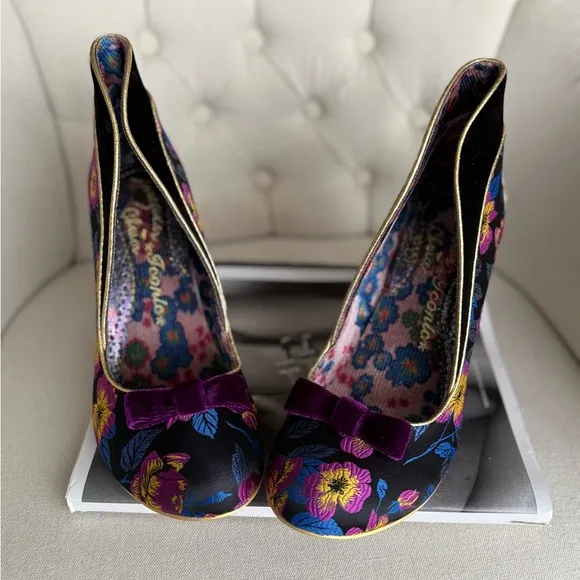 Floral Velvet Women's Shoes unique Victorian heels