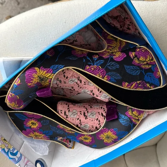 Floral Velvet Women's Shoes unique Victorian heels