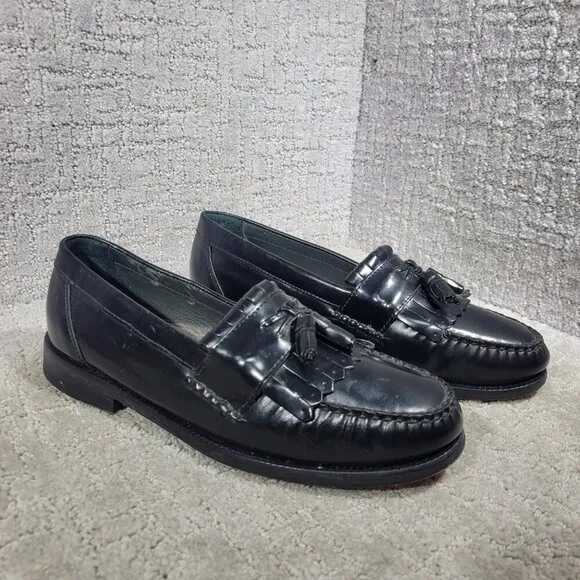 Florsheim 18075 Men's Size 9.5B Black Leather Kiltie Tassel Slip On Dress Shoes