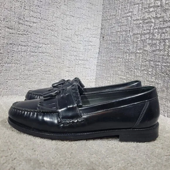 Florsheim 18075 Men's Size 9.5B Black Leather Kiltie Tassel Slip On Dress Shoes