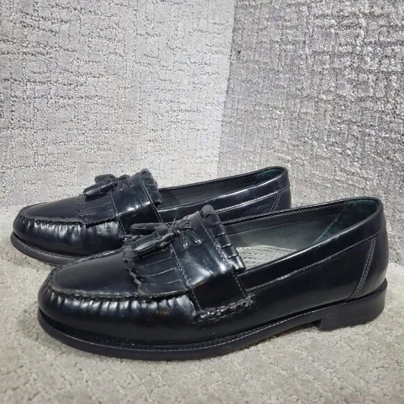 Florsheim 18075 Men's Size 9.5B Black Leather Kiltie Tassel Slip On Dress Shoes
