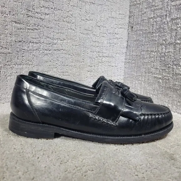 Florsheim 18075 Men's Size 9.5B Black Leather Kiltie Tassel Slip On Dress Shoes