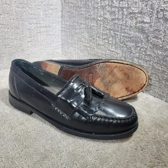 Florsheim 18075 Men's Size 9.5B Black Leather Kiltie Tassel Slip On Dress Shoes