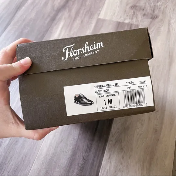 Florsheim Boys Black Wing-Tip Dress Shoes