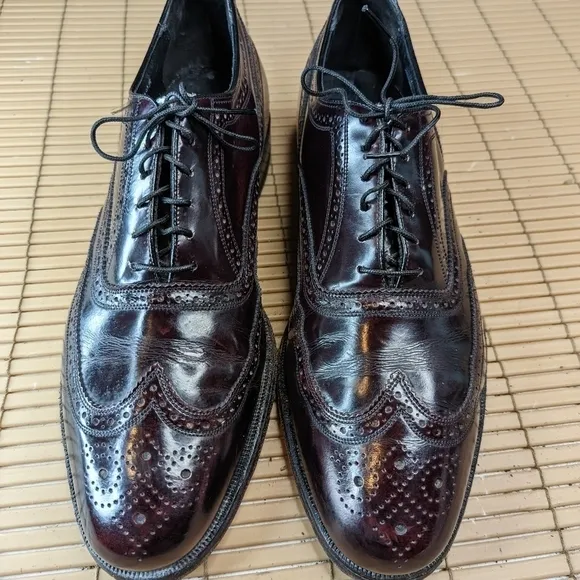 Florsheim Burgundy Leather Wingtip Brogue Oxford Dress Shoes Men's Size 10.5E 23