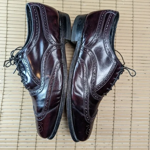 Florsheim Burgundy Leather Wingtip Brogue Oxford Dress Shoes Men's Size 10.5E 23