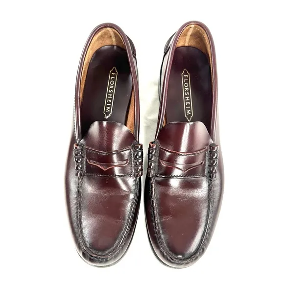Florsheim Men 10 Brown Leather Penny Loafer Shoe Office Business Dress