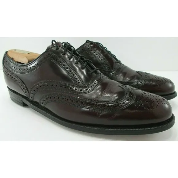 Florsheim Mens Lexington Burgundy Leather Wingtip Dress Shoes 30300 Size 9.5 D