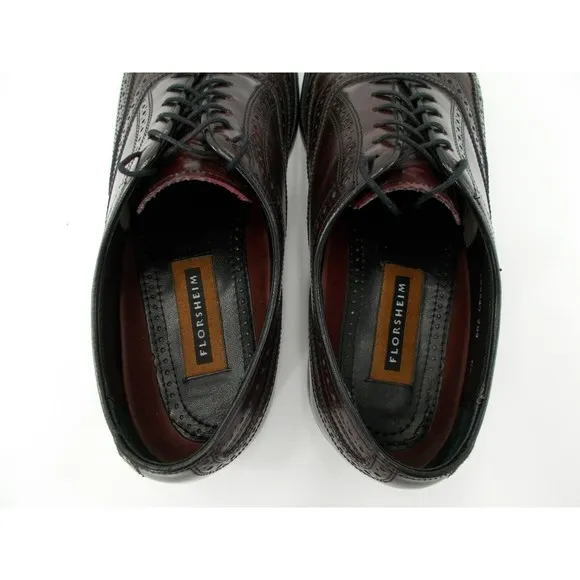 Florsheim Mens Lexington Burgundy Leather Wingtip Dress Shoes 30300 Size 9.5 D