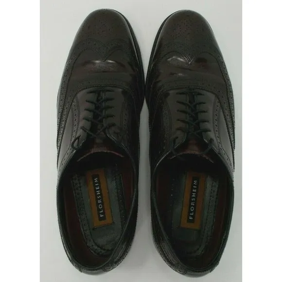 Florsheim Mens Lexington Burgundy Leather Wingtip Dress Shoes 30300 Size 9.5 D