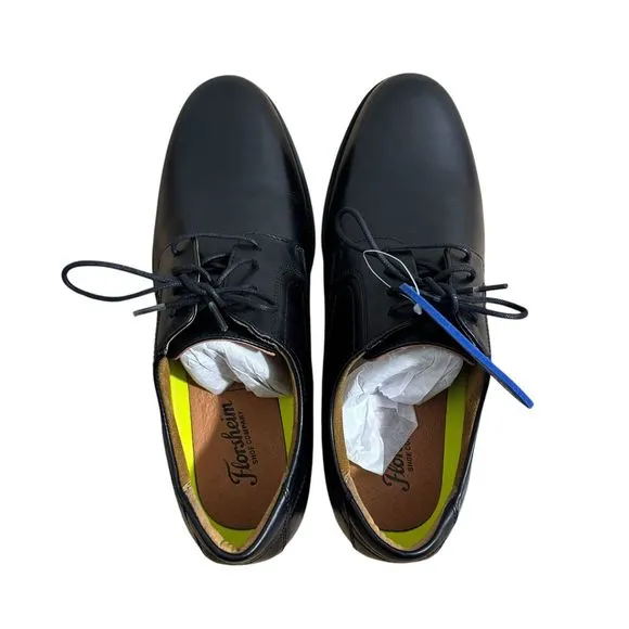 Florsheim Men’s Sz 8 EEE Leather Midtown Plain Oxford Black Dress Shoes NEW