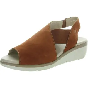 FLY London Womens NILY 940 FLY Tan Leather Wedge Slingback Sandals Shoes New