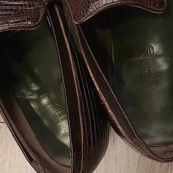 FOOTJOY Dark Brown Lizard Leather Sz 10.5 E Mens Tassel Loafers Shoes‎ VTG RARE