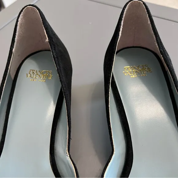 Frances Valentine Jewel Embellished Black Velvet McCall Mini Block Kitten Heels