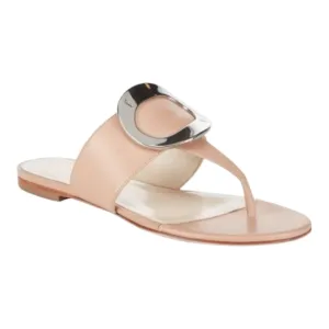 Frances Valentine Leather Slip-On Thong Sandals In Light Tan Size 11