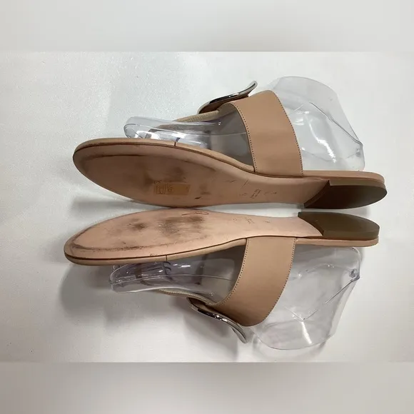 Frances Valentine Leather Slip-On Thong Sandals In Light Tan Size 11