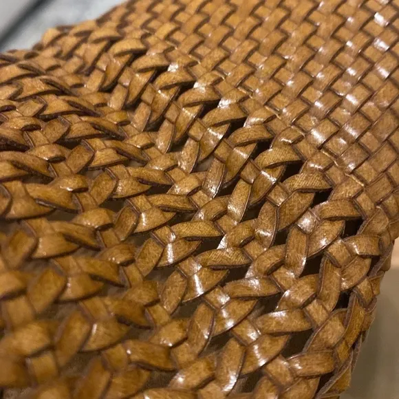 Franco Sarto Brown Leather Woven Mules Heels Sz 10