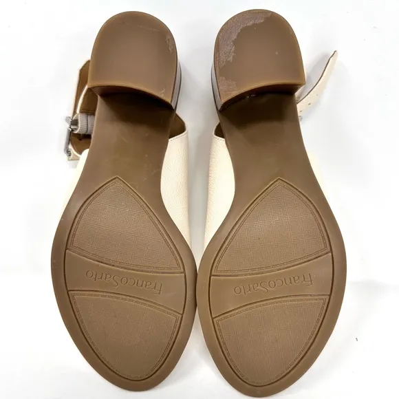 Franco Sarto Harbor Women’s Cream Leather Heel Sandals