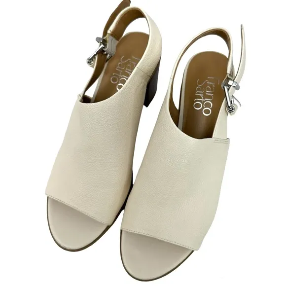 Franco Sarto Harbor Women’s Cream Leather Heel Sandals