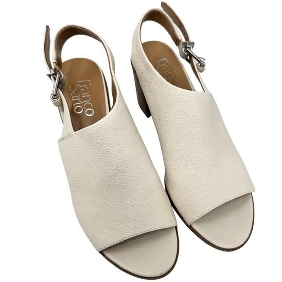 Franco Sarto Harbor Women’s Cream Leather Heel Sandals