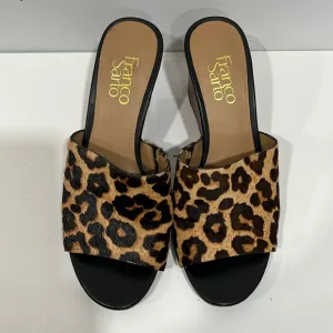 Franco Sarto Leopard Print Leather Wedge Sandals, Size 7.5