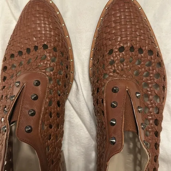 FRĒDA SALVADOR Brown Leather Oxford Slip-On Shoes