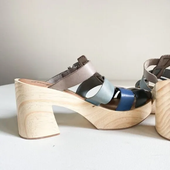 Free People Bellevue Clogs Leather Wood Fisherman Sandals Slides 11 River