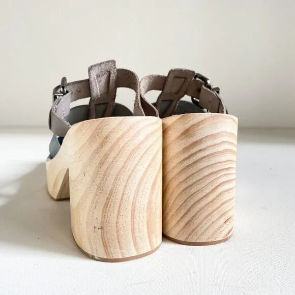 Free People Bellevue Clogs Leather Wood Fisherman Sandals Slides 11 River