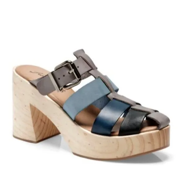 Free People Bellevue Clogs Leather Wood Fisherman Sandals Slides 11 River