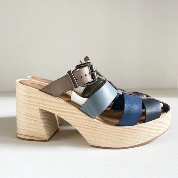 Free People Bellevue Clogs Leather Wood Fisherman Sandals Slides 11 River