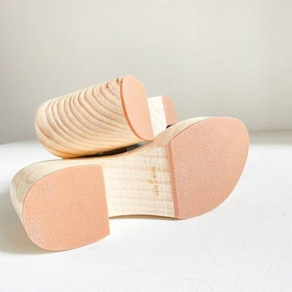 Free People Bellevue Clogs Leather Wood Fisherman Sandals Slides 11 River