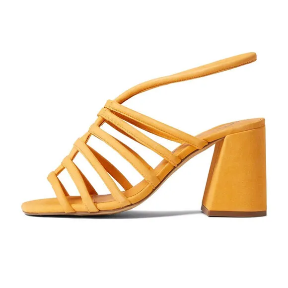 Free People Colette OB1432993 Sandals Women's US 9 Hot Orange Block Heel KHD601