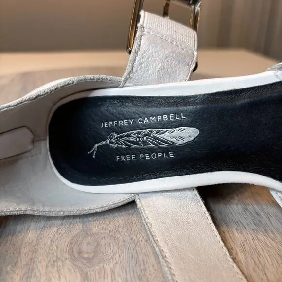 Free People Jeffrey Campbell White Distressed Leather Hendrix Heels Size 6.5