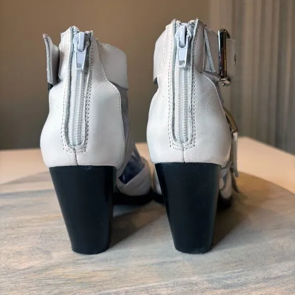 Free People Jeffrey Campbell White Distressed Leather Hendrix Heels Size 6.5