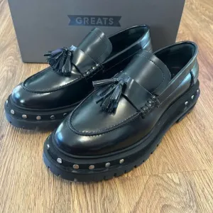 FREE PEOPLE black leather platform vintage loafers shoes women’s 8.5 new