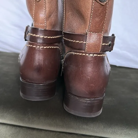 Frye brown buckle ankle boots size 8.5