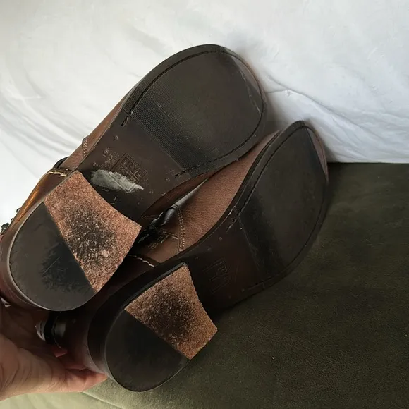 Frye brown buckle ankle boots size 8.5