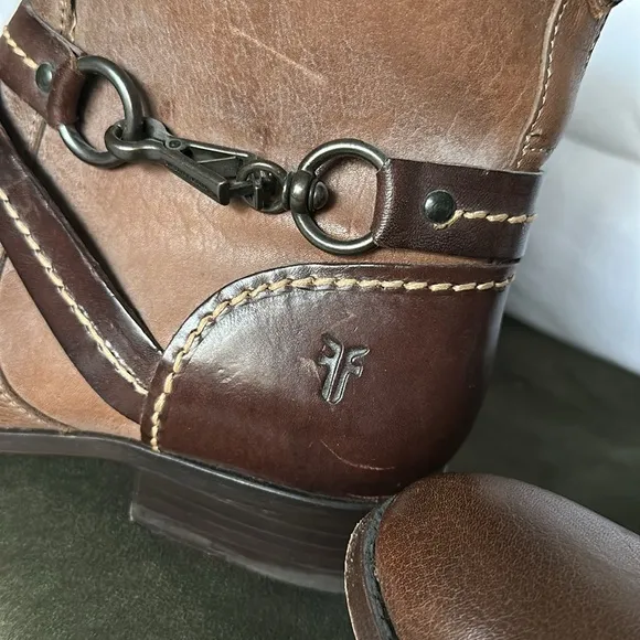 Frye brown buckle ankle boots size 8.5
