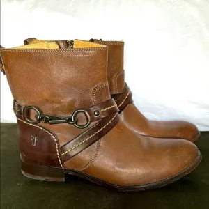 Frye brown buckle ankle boots size 8.5