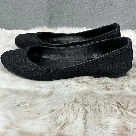 Frye Carson Black Woven Ballet Flats Slip On Shoes Size 8.5