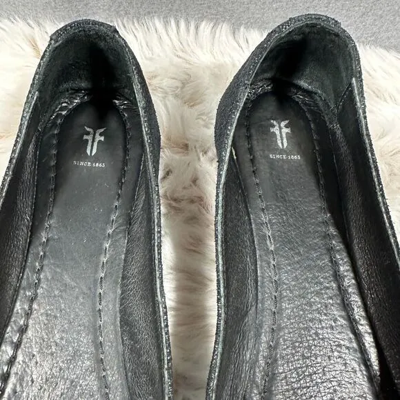 Frye Carson Black Woven Ballet Flats Slip On Shoes Size 8.5