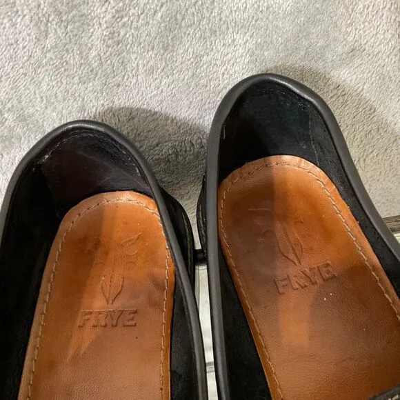Frye Corsica Leather Loafers Shoes Men’s 10 Black Casual Thick stitch 90’s,Y2K
