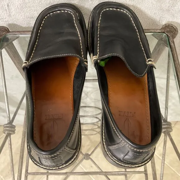 Frye Corsica Leather Loafers Shoes Men’s 10 Black Casual Thick stitch 90’s,Y2K