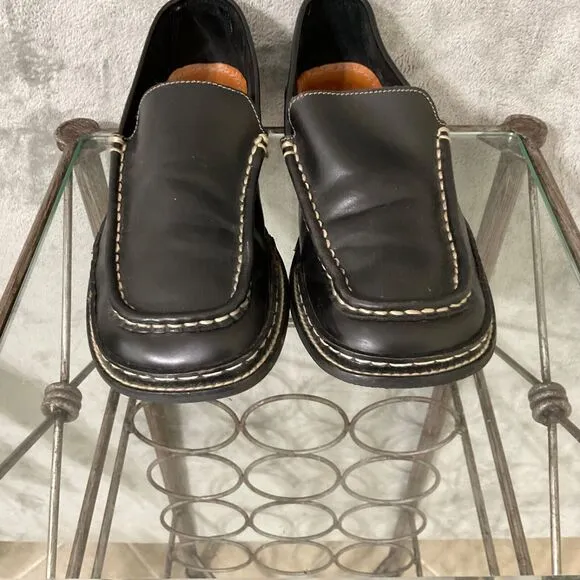 Frye Corsica Leather Loafers Shoes Men’s 10 Black Casual Thick stitch 90’s,Y2K