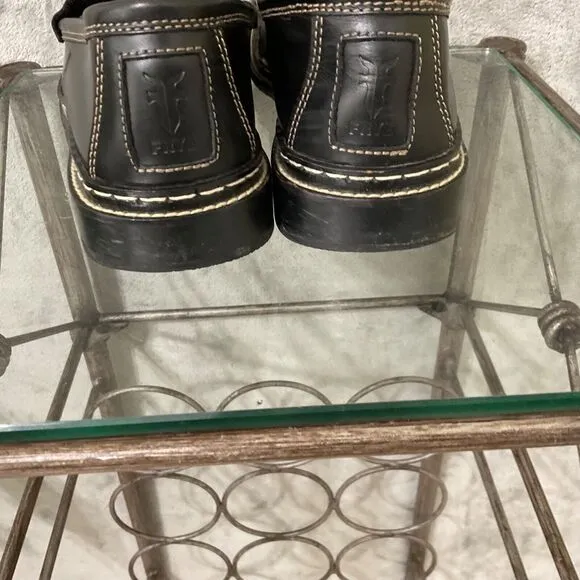 Frye Corsica Leather Loafers Shoes Men’s 10 Black Casual Thick stitch 90’s,Y2K