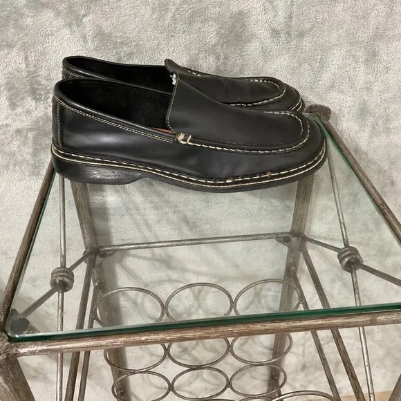 Frye Corsica Leather Loafers Shoes Men’s 10 Black Casual Thick stitch 90’s,Y2K