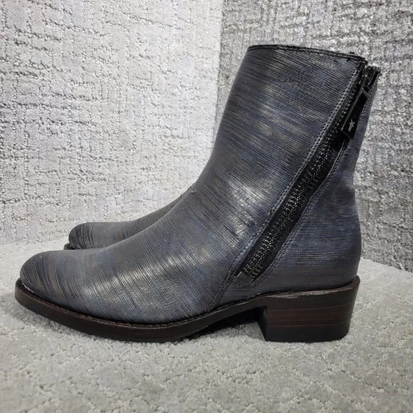 Frye Demi Zip Women's Size 7.5B Metallic Pewter Cut Bootie Boots