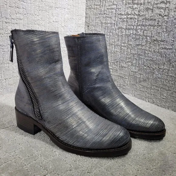 Frye Demi Zip Women's Size 7.5B Metallic Pewter Cut Bootie Boots