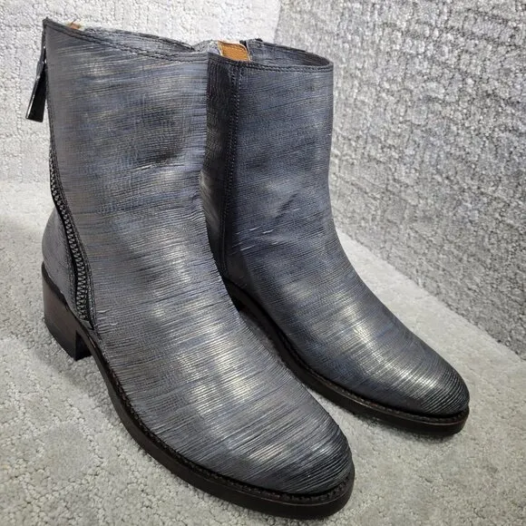 Frye Demi Zip Women's Size 7.5B Metallic Pewter Cut Bootie Boots